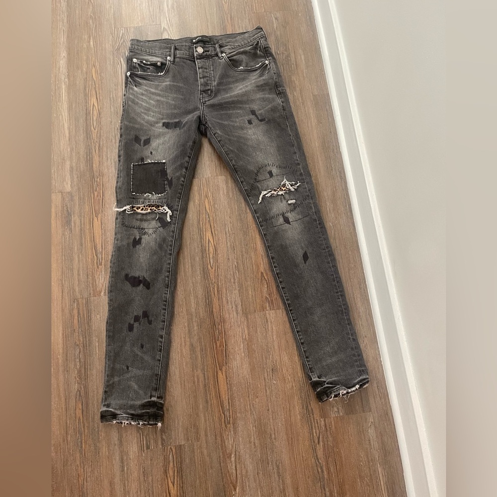 Men's Distressed Gray Skinny Jeans